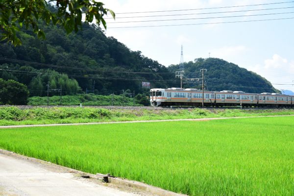 岩脇山山麓を走るJR東海道本線